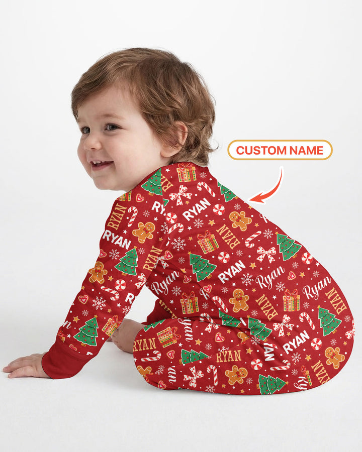 Custom Name Christmas Crew Family Matching Bamboo Convertible Zippy