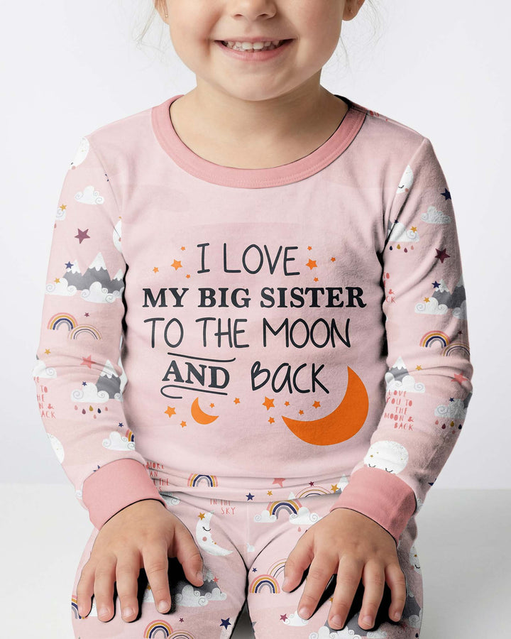 I Love My Big Sister To The Moon And Back Bamboo Two Piece Long Sleeve Pajama Set