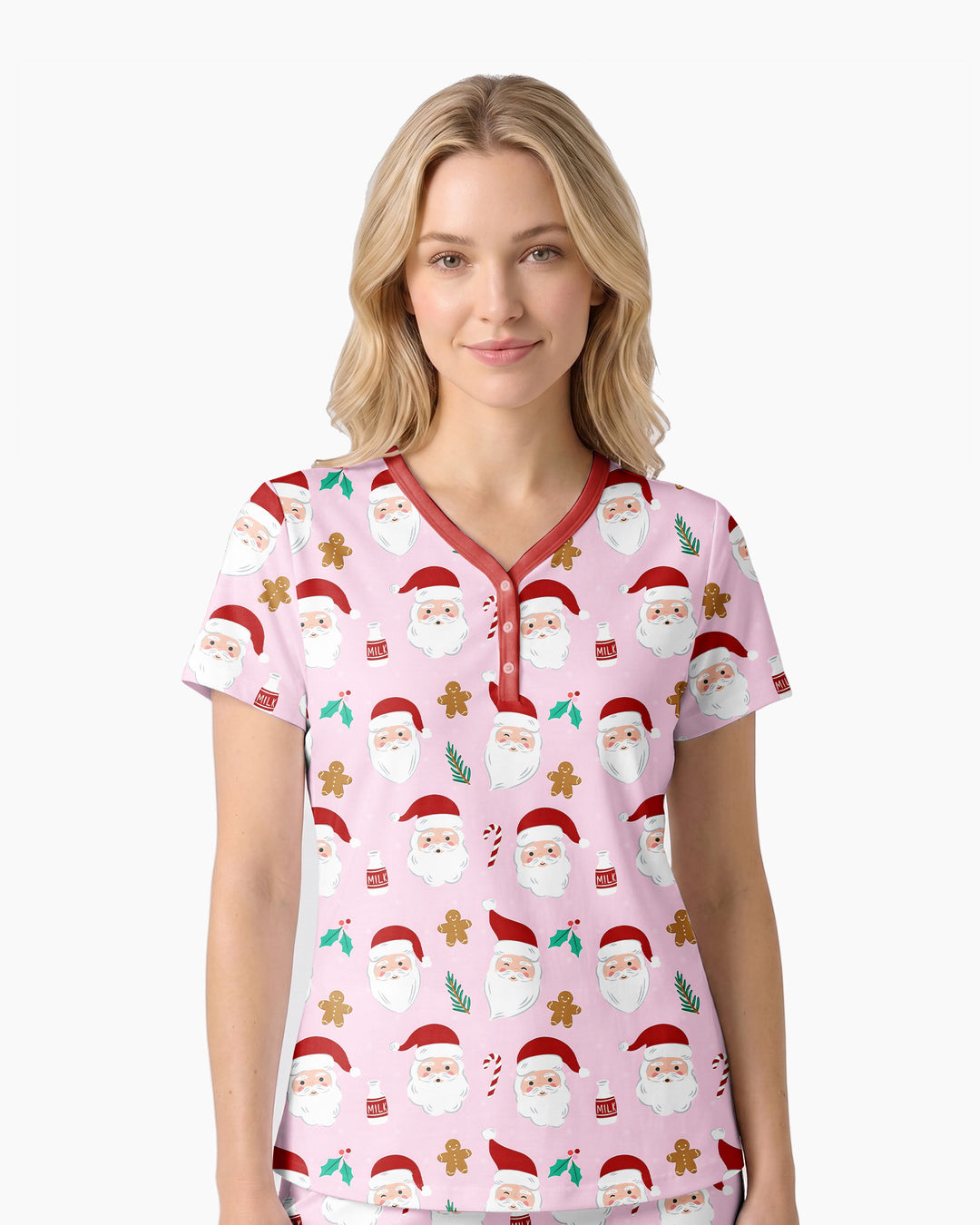 Christmas Sweet Santa Bamboo Women Short Sleeve Short Pajama Set