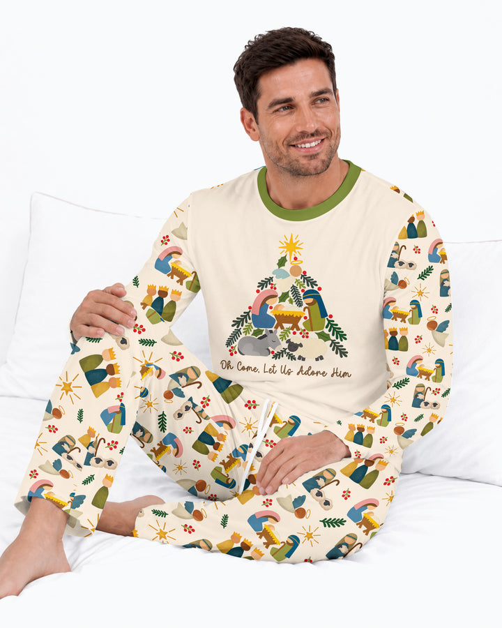 Oh Come, Let Us Adore Him Family Matching Bamboo Men's Pajama Set