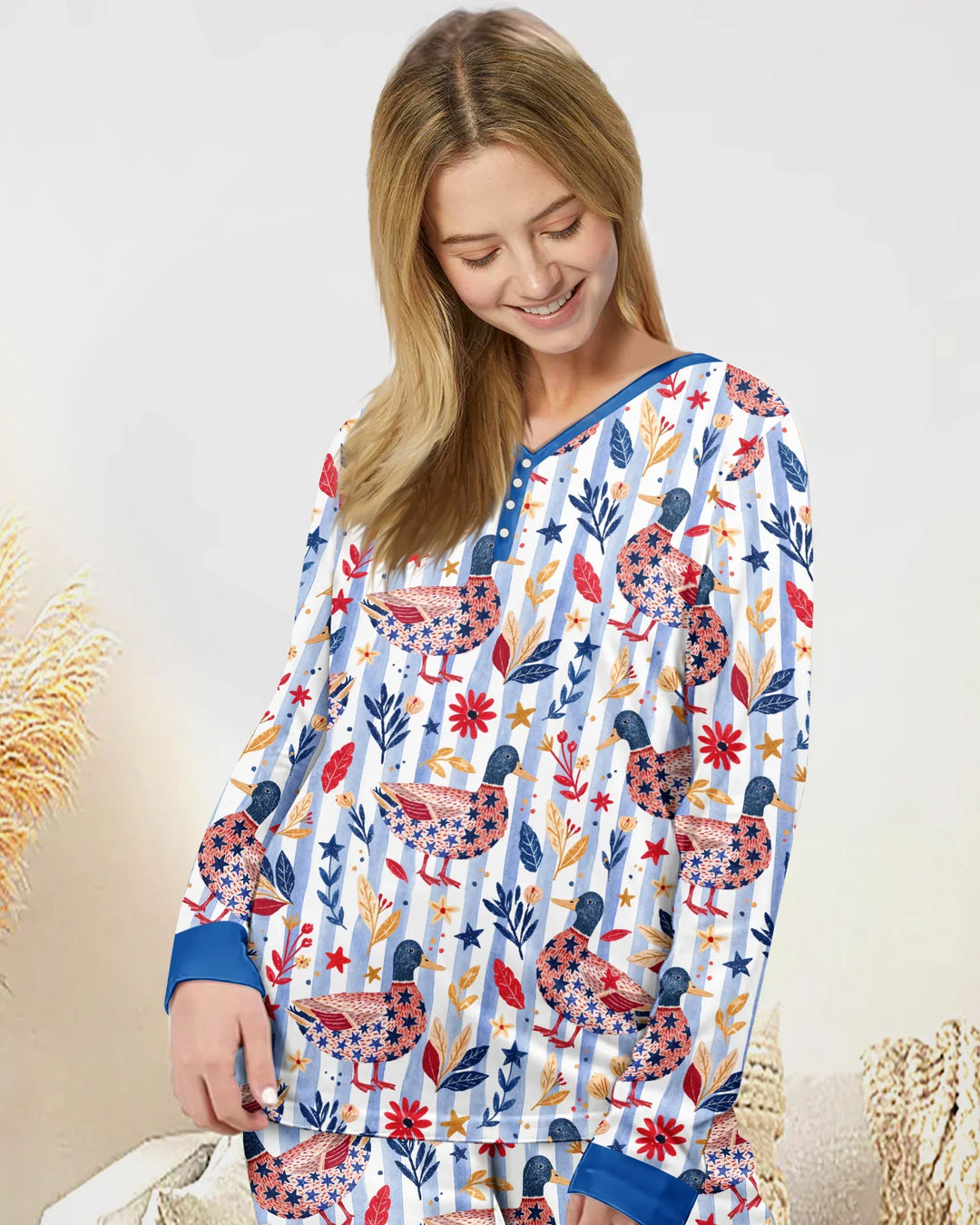 Patriotic Mallard Duck Bamboo Women Pajama Set