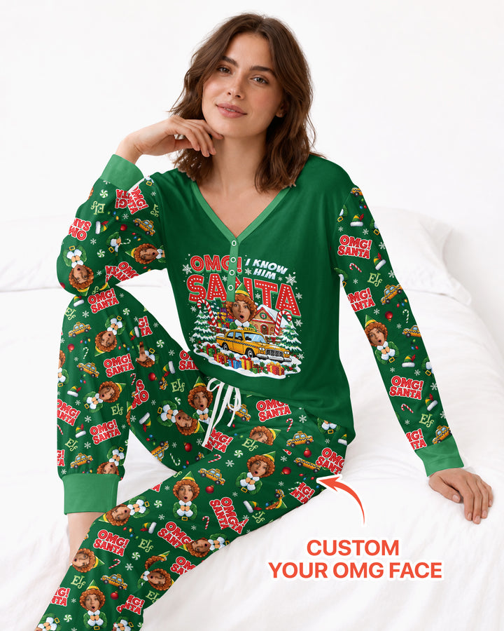 Custom Image OMG Santa Bamboo Women Pajama Set