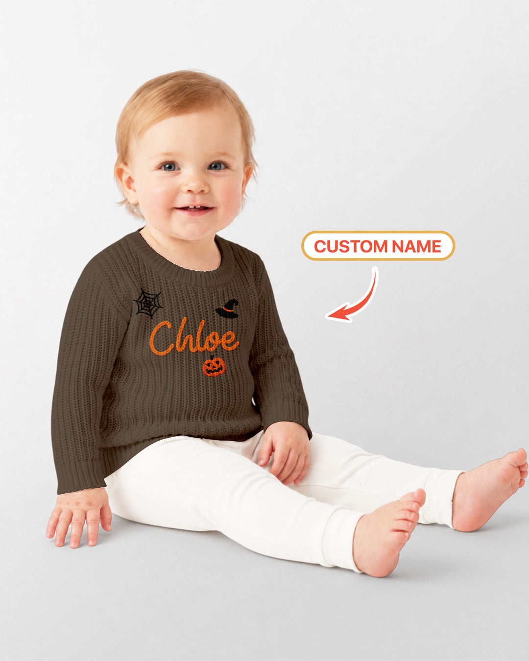 Happy Halloween Embroidered Baby Name Bamboo Knit Sweater Bubble