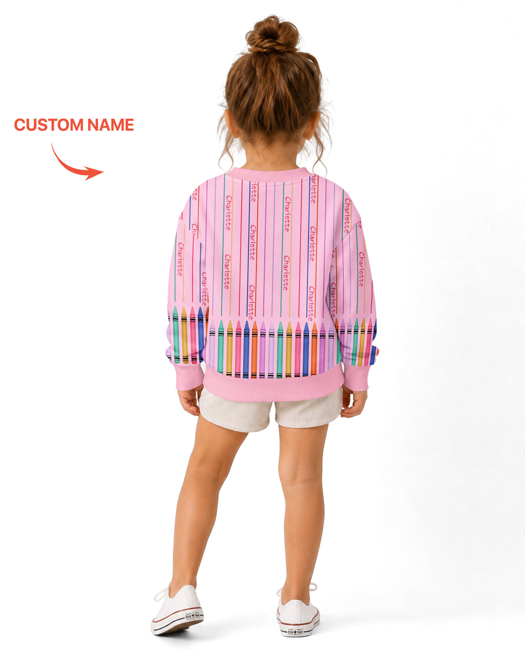 Custom Name Crayon Lines Bamboo Crewneck Sweatshirt
