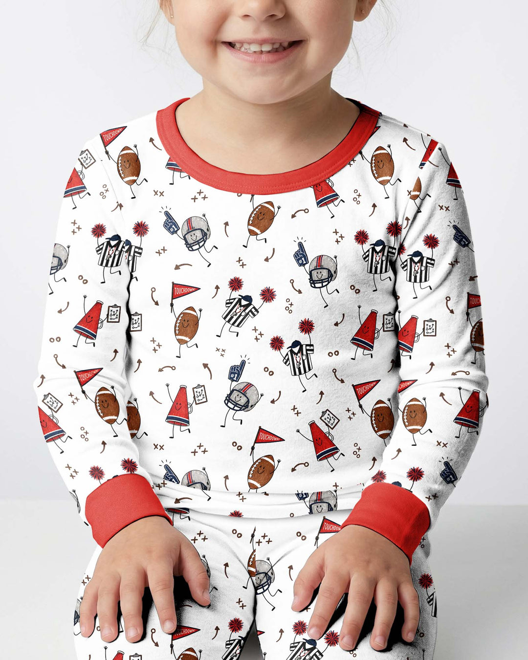 Happy Football Doodles Bamboo Two Piece Long Sleeve Pajama Set