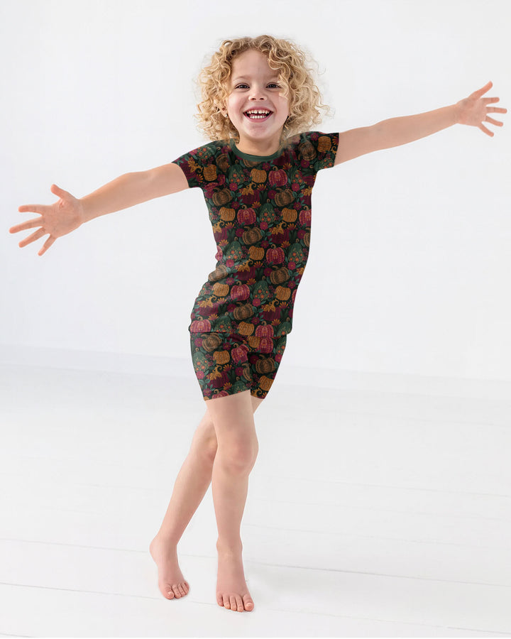 Velvet Pumpkins Bamboo Two Piece Short Sleeve Shorts Pajama Set