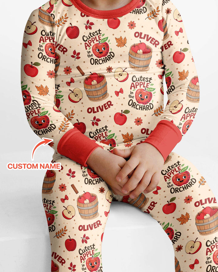 Cutest Apple In The Orchard Bamboo Two Piece Long Sleeve Pajama Set