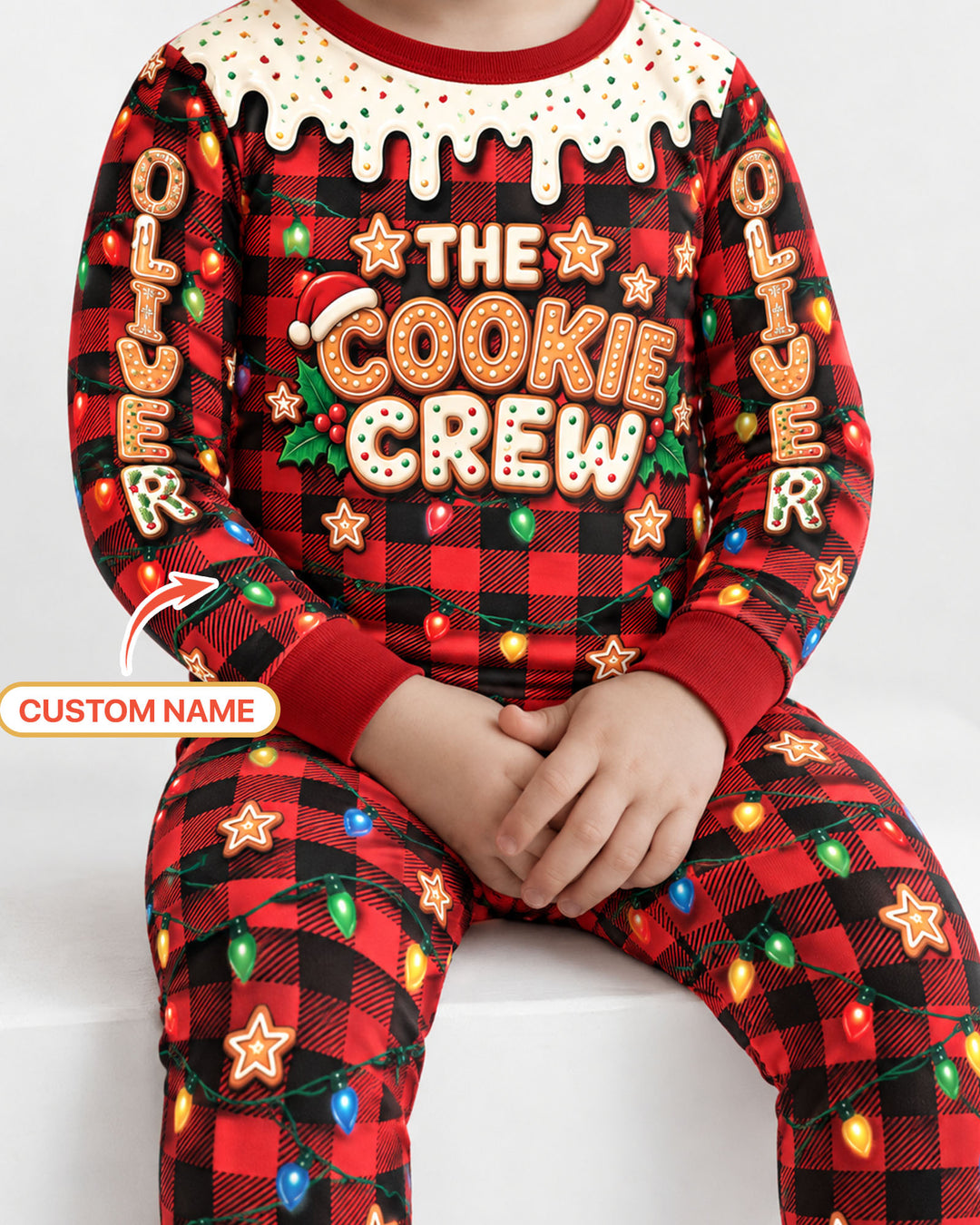 The Cookie Crew Custom Gingerbread Letter Bamboo Two Piece Long Sleeve Pajama Set