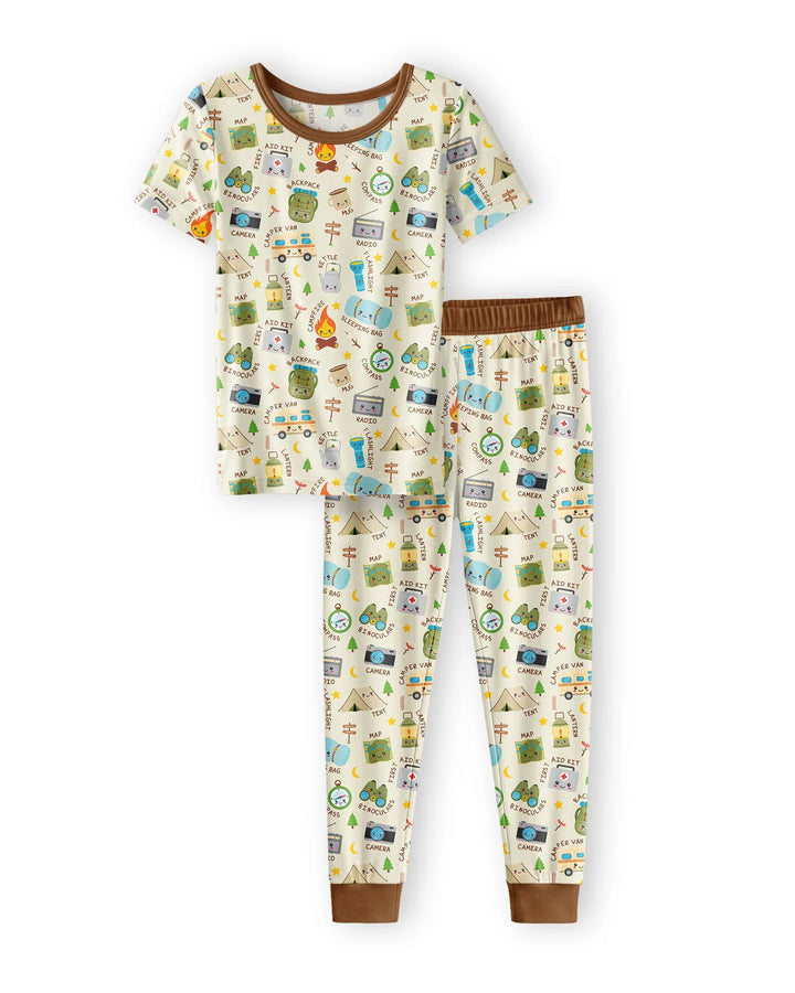 Little Camp Adventure Family Matching Two Piece Short Sleeve Pajama Set