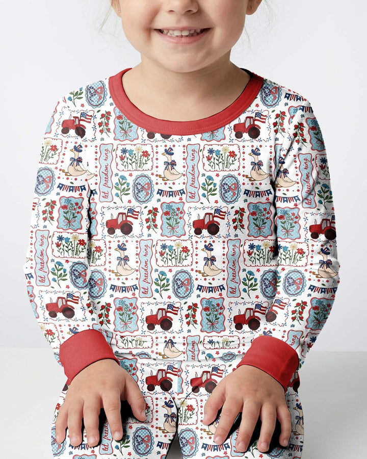 Zweiteiliges Langarm-Pyjama-Set mit Sommerfrüchten