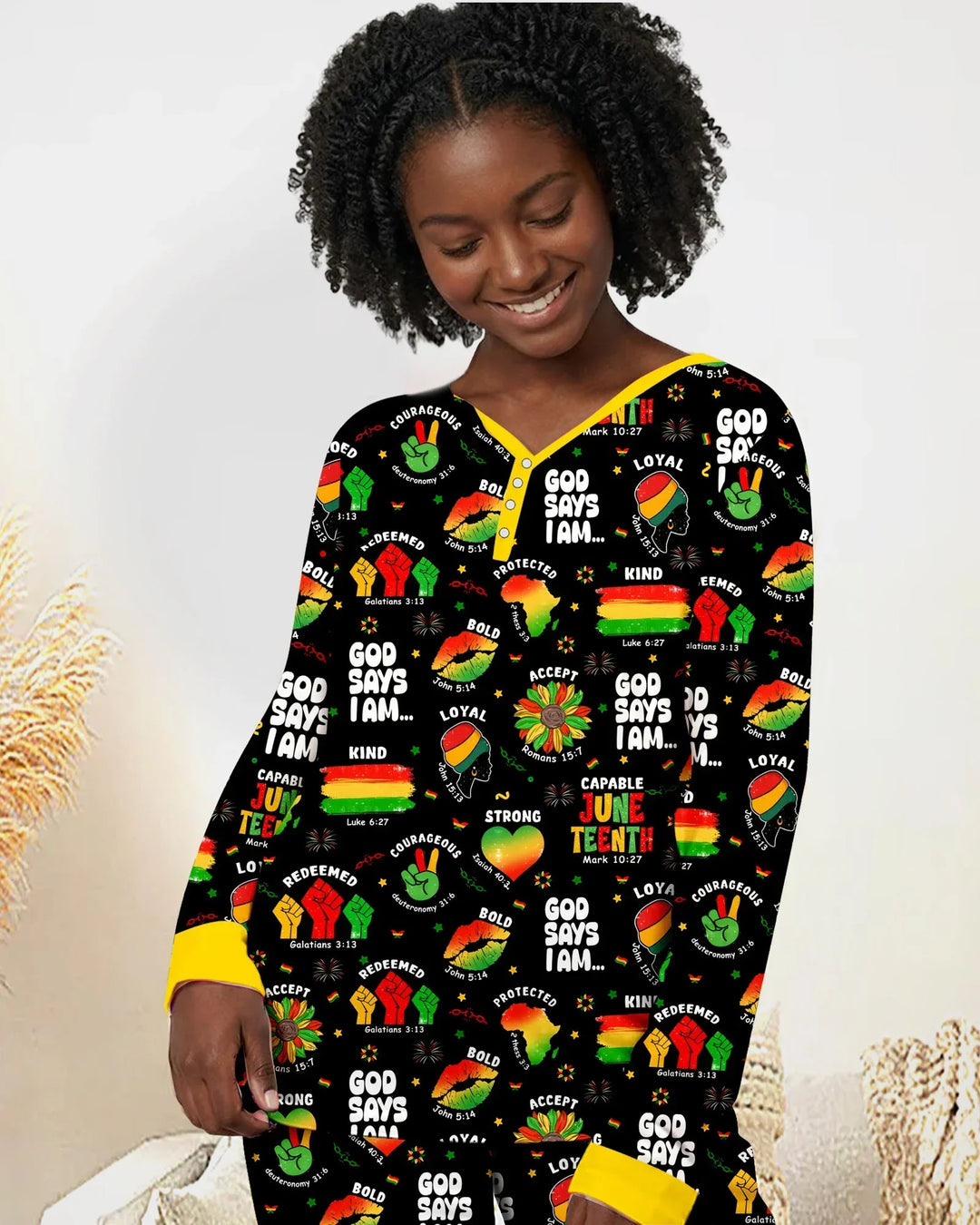 Gott sagt, ich bin Juneteenth Blessings Bambus Damen Pyjama Set
