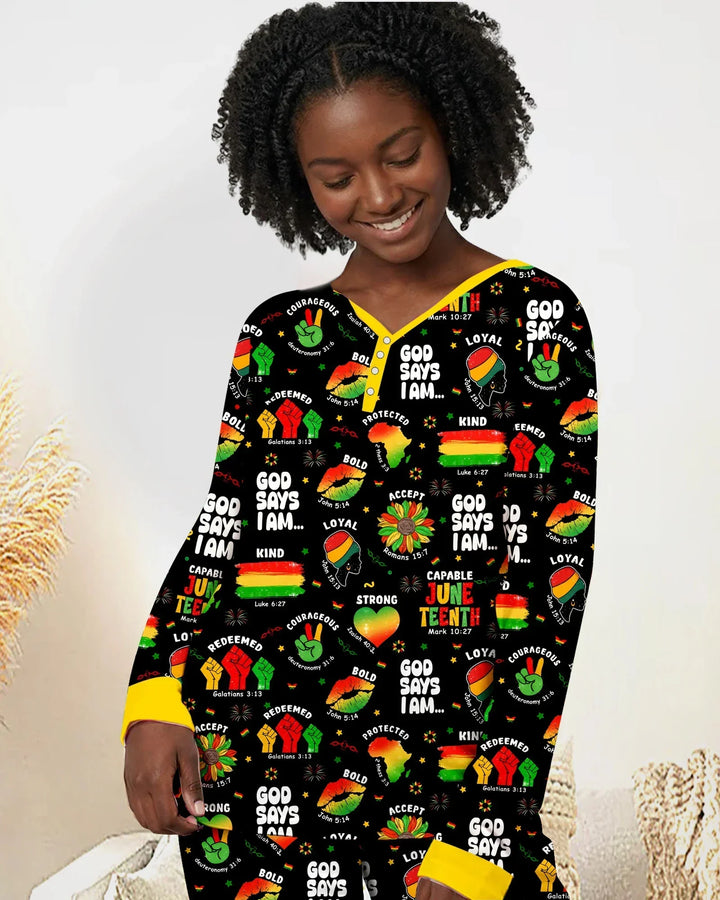 Gott sagt, ich bin Juneteenth Blessings Bambus Damen Pyjama Set