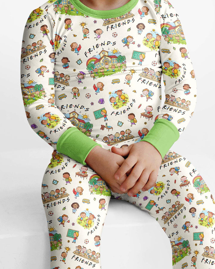 Zweiteiliges Langarm-Pyjama-Set mit Sommerfrüchten