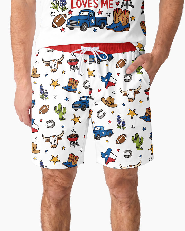 Someone in Texas Loves Me Bamboo Men Short Sleeve Short Pajama Set