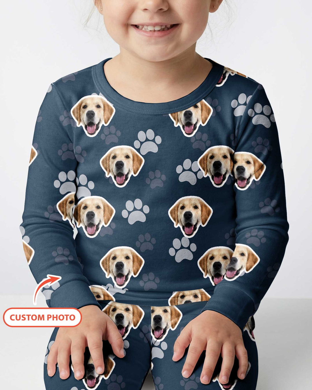 Personalized Dog & Cat Photo Bamboo Two Piece Long Sleeve Pajama Set