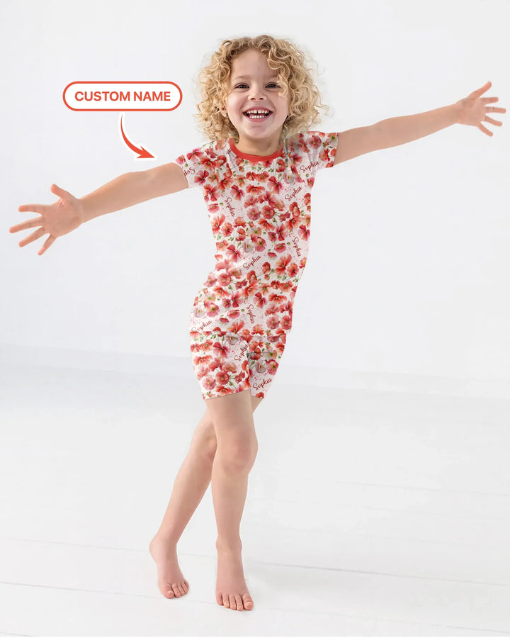 Zweiteiliges Pyjama-Set mit kurzen Ärmeln und Shorts im Sommer-Design