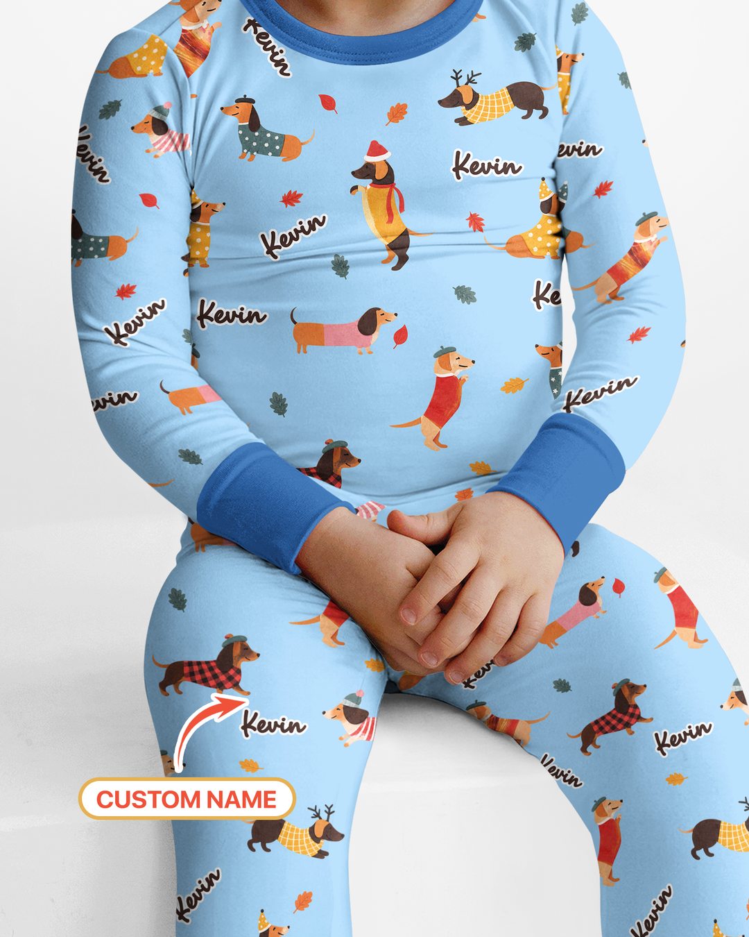 Autumn Dachshund Kids Bamboo Two Piece Long Sleeve Pajama Set