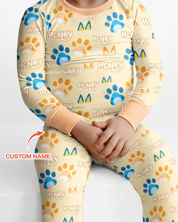 Zweiteiliges Langarm-Pyjama-Set mit Sommerfrüchten