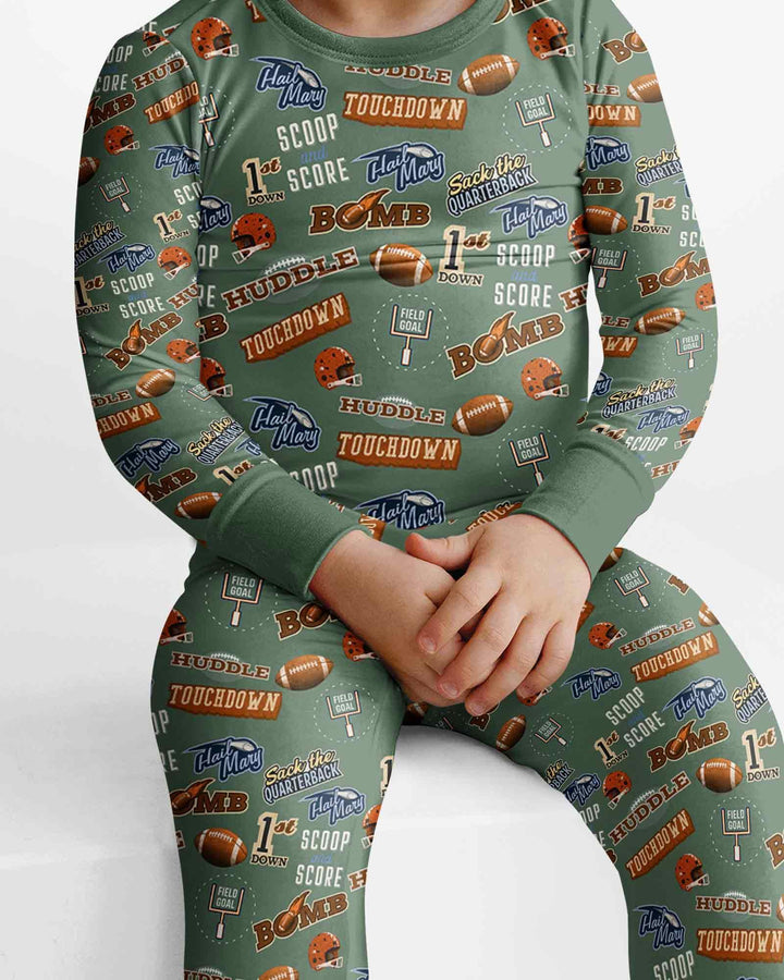Football Lingo Bamboo Two Piece Long Sleeve Pajama Set