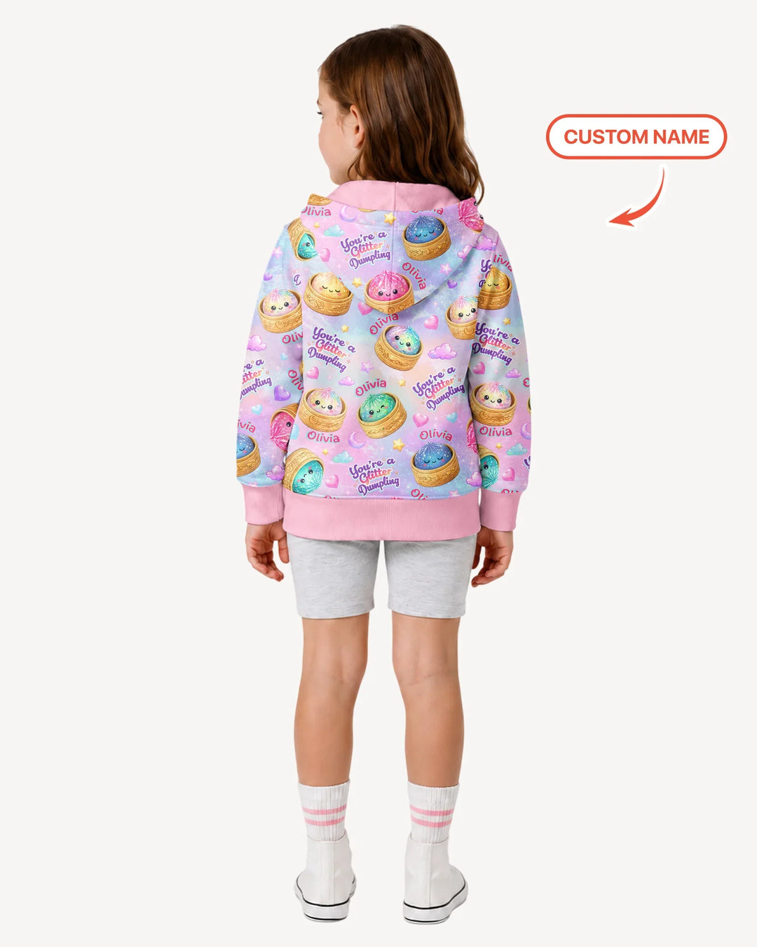 Custom Name You're A Glitter Dumpling Bamboo Zip Hoodie
