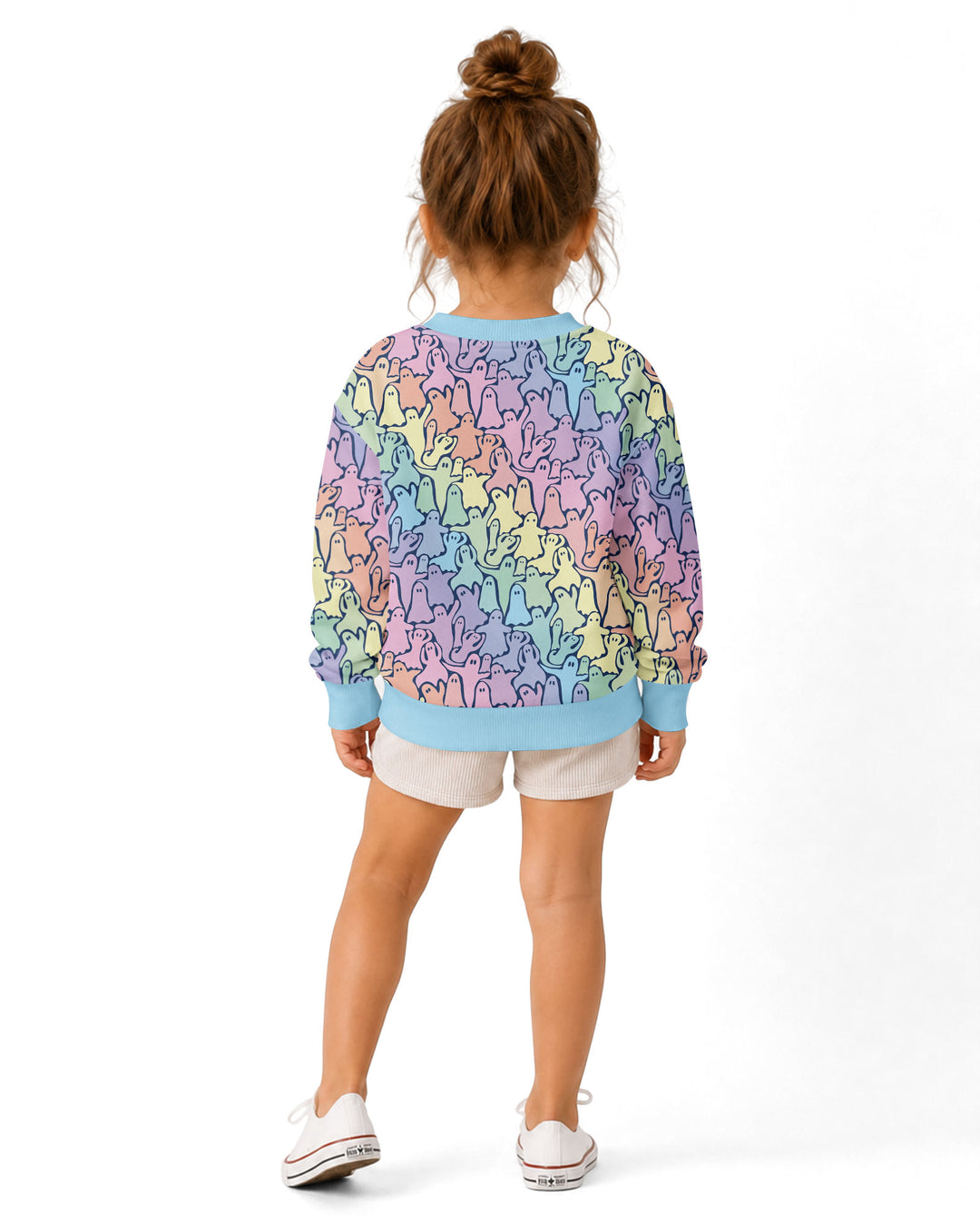 Pastel Rainbow Ghost Halloween Bamboo Crewneck Sweatshirt