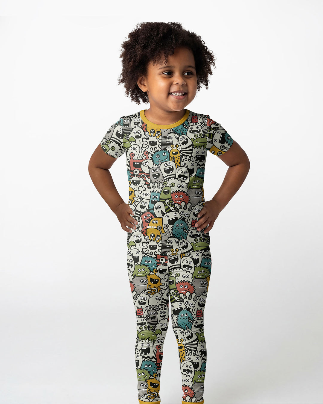 Monsters And Friends Bamboo Two Piece Short Sleeve Pajama Set