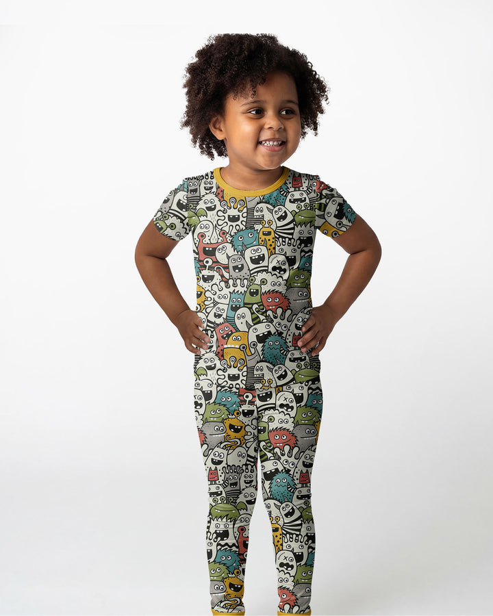 Monsters And Friends Bamboo Two Piece Short Sleeve Pajama Set