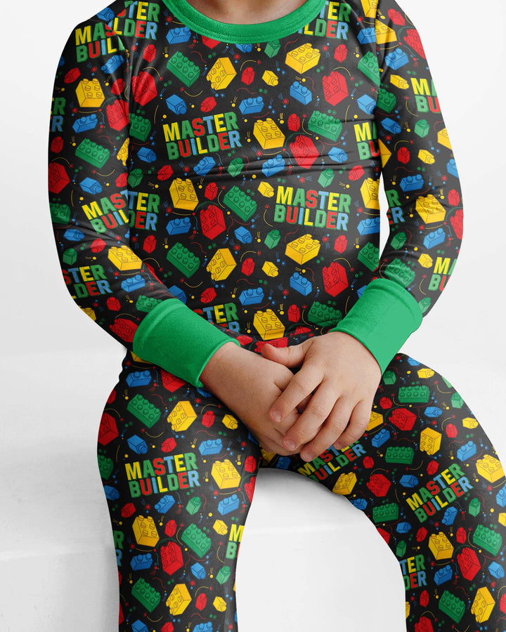 Brick Toy Master Builder Bamboo Two Piece Long Sleeve Pajama Set