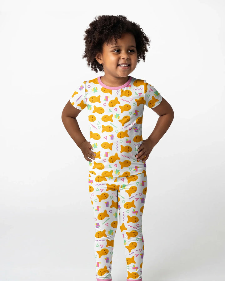 Cheesy Fishies Family Matching Bamboo Two Piece Short Sleeve Pajama Set