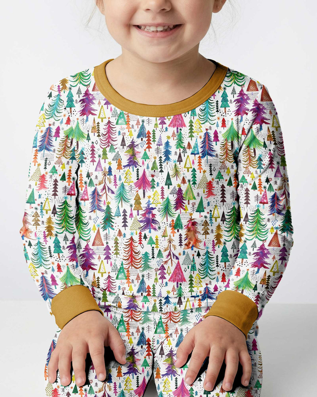 Christmas Trees Decoration Bamboo Two Piece Long Sleeve Pajama Set