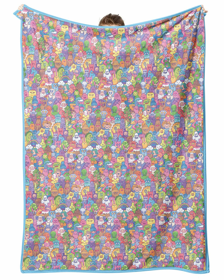Doodle Characters Pastel Bamboo Blanket