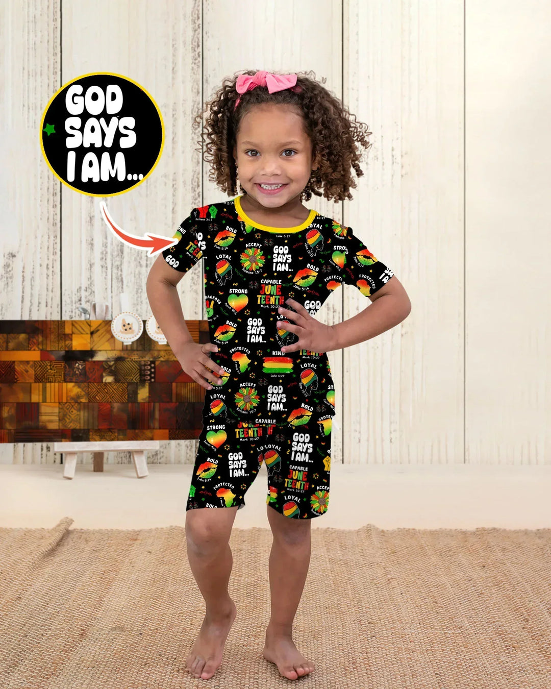 Template Zweiteiliges Pyjama-Set mit kurzen Ärmeln und Shorts