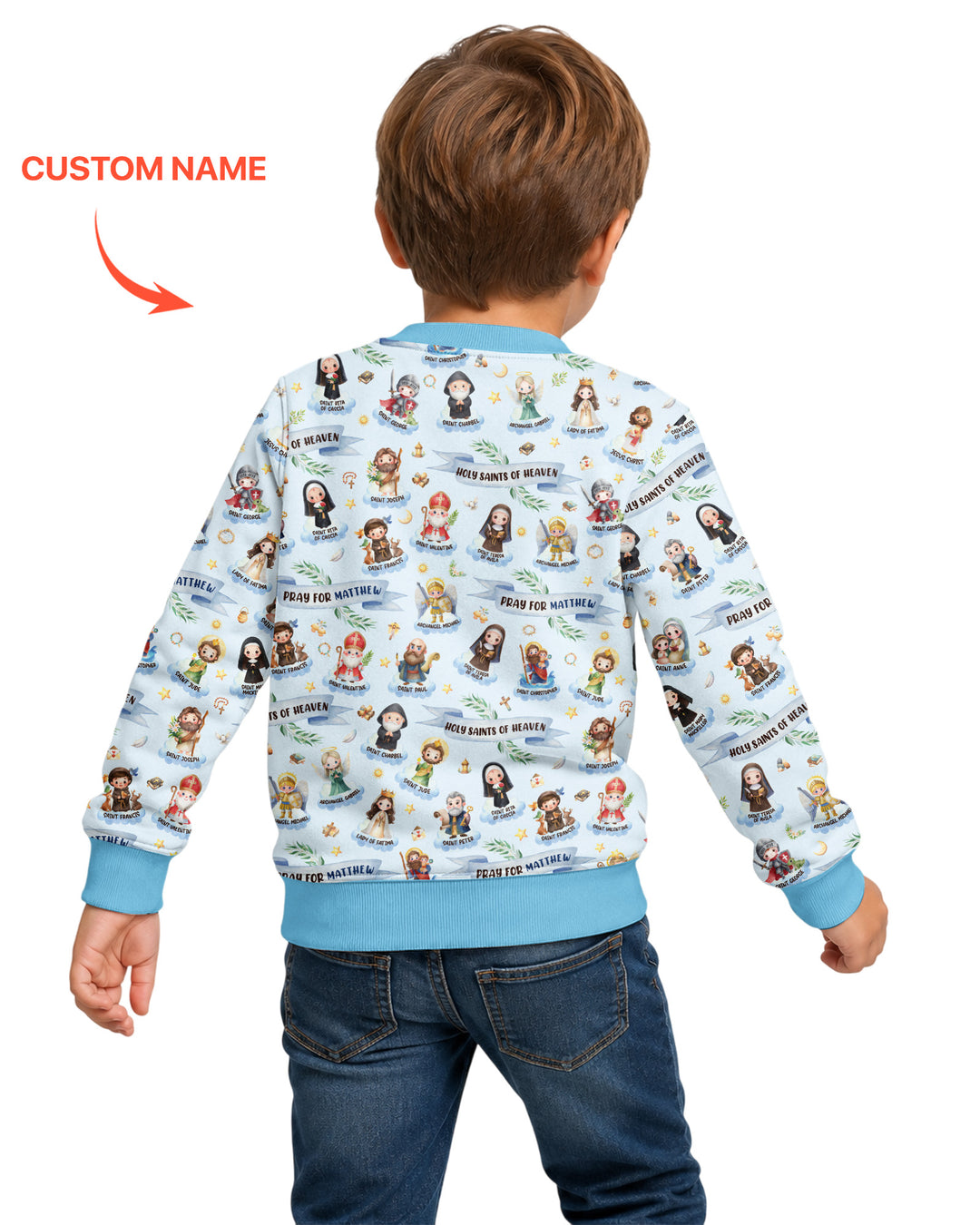 Holy Saints of Heaven Custom Name Bamboo Crewneck Sweatshirt