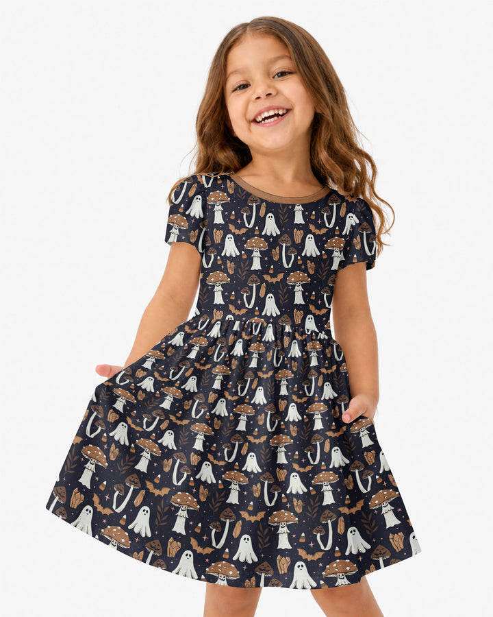 Retro Halloween Whimsy Bamboo Twirl Dress