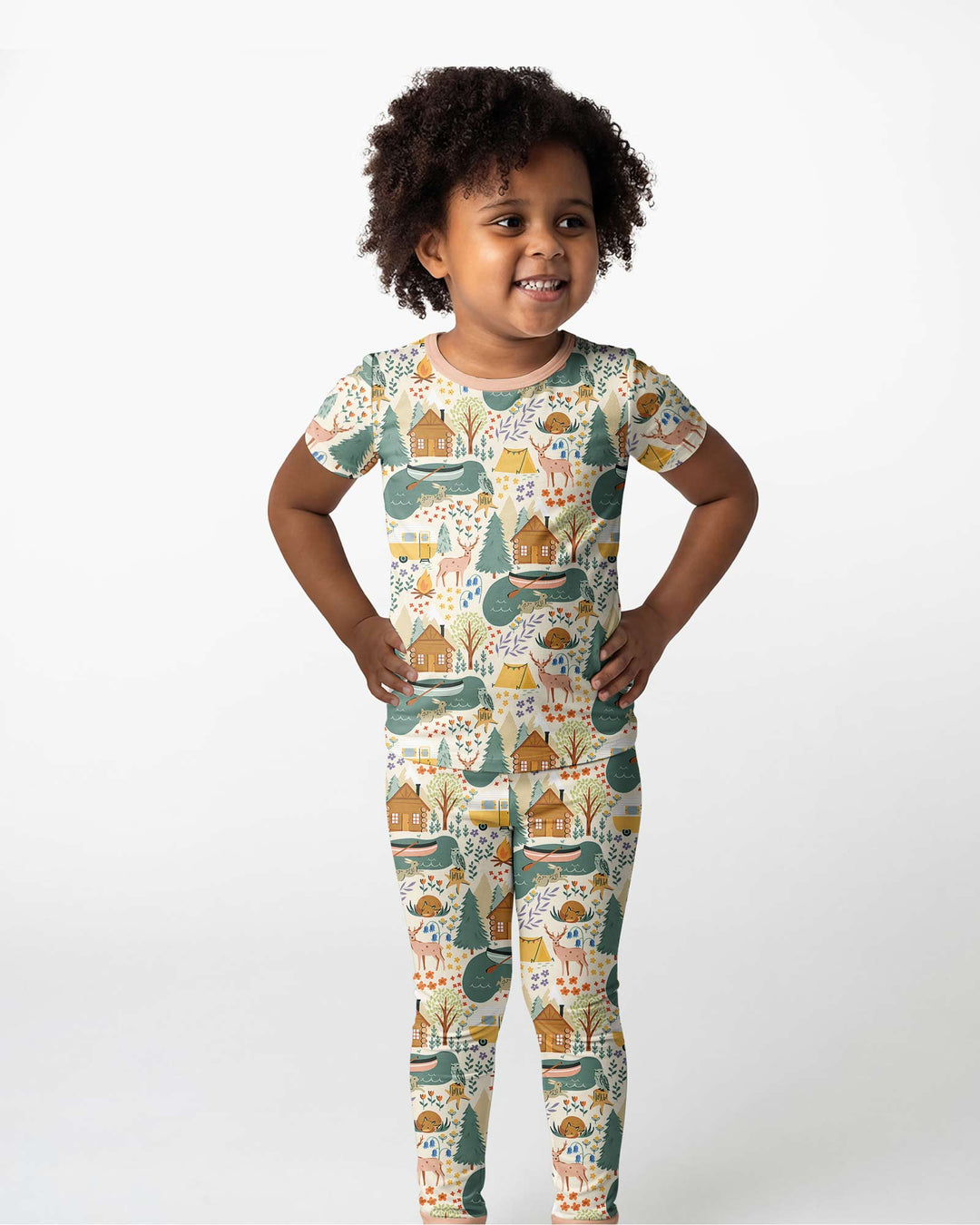 Lake View Camping Bamboo Two Piece Short Sleeve Pajama Set