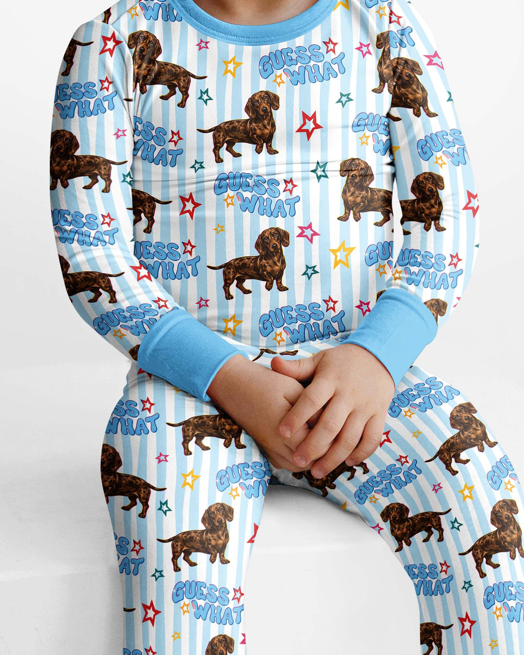 Guess What? Wiener Butt! Bamboo Two Piece Long Sleeve Pajama Set