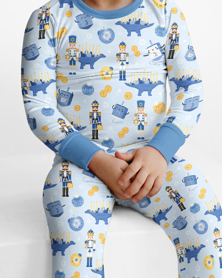 Hanukkah Nutcracker King Family Matching Bamboo Two Piece Long Sleeve Pajama Set