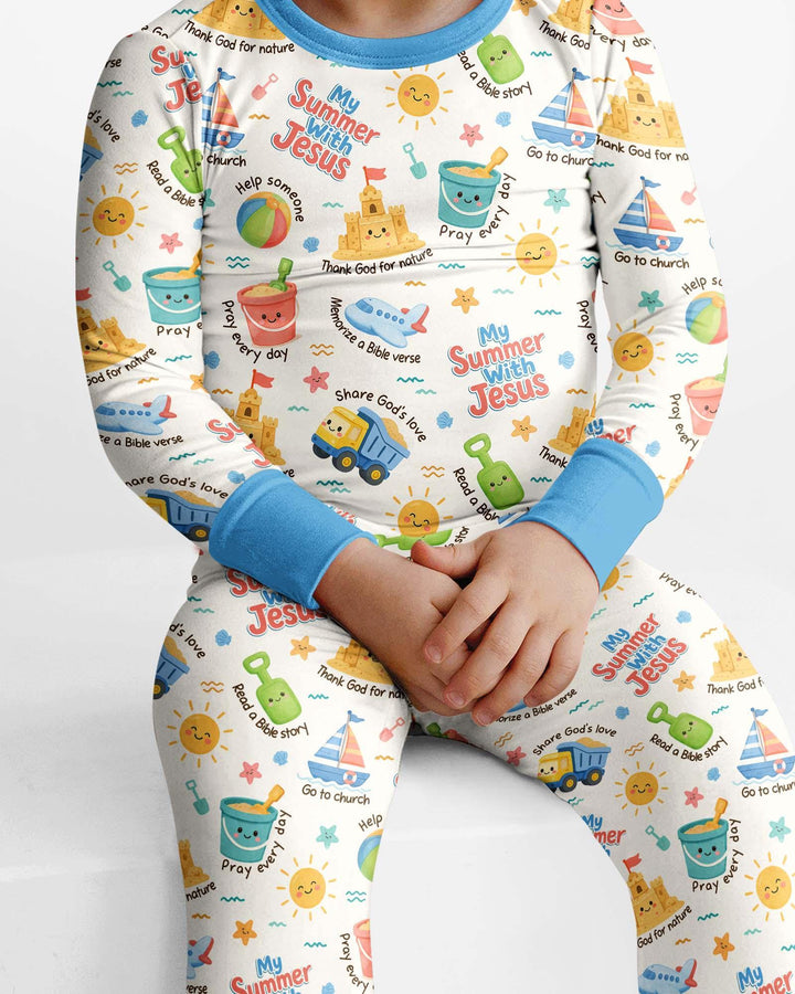 Zweiteiliges Langarm-Pyjama-Set mit Sommerfrüchten