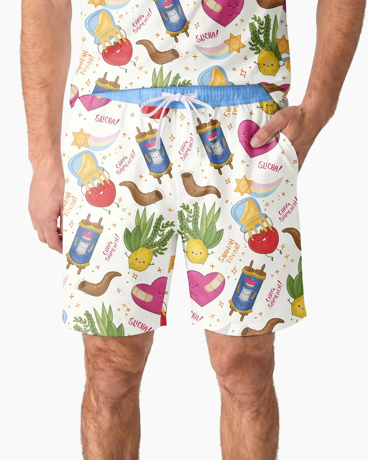 Jewish High Holidays Bamboo Men Short Sleeve Short Pajama Set