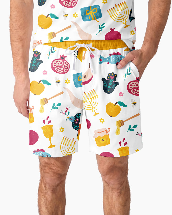 Shanah Tovah Party Men Short Sleeve Short Pajama Set
