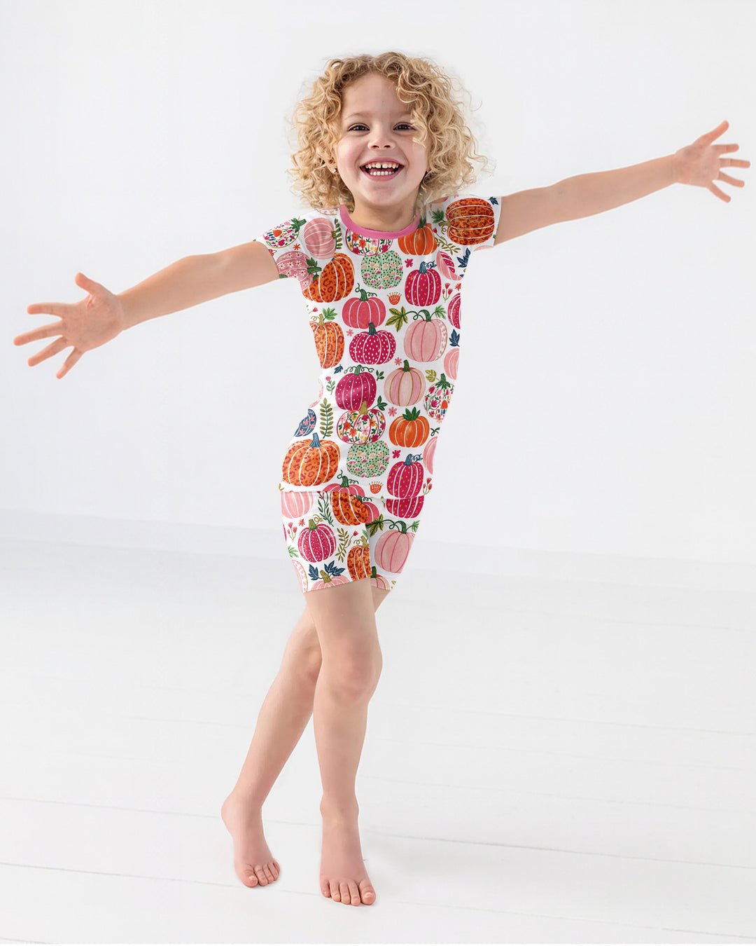 Pumpkin Patch Party Bamboo Two Piece Short Sleeve Shorts Pajama Set