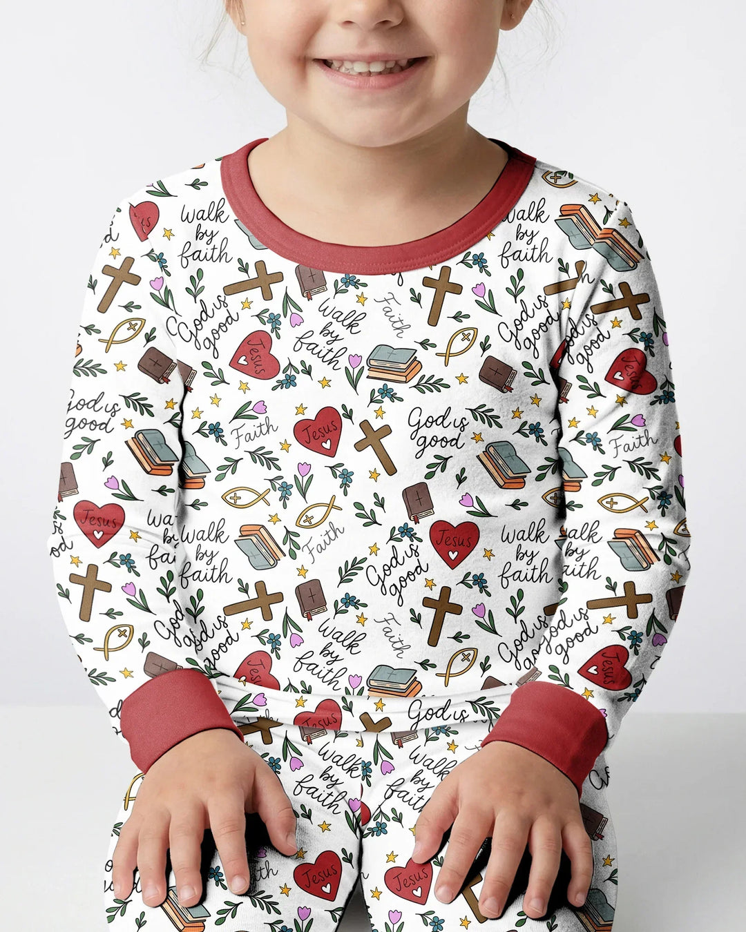 Zweiteiliges Langarm-Pyjama-Set mit Sommerfrüchten
