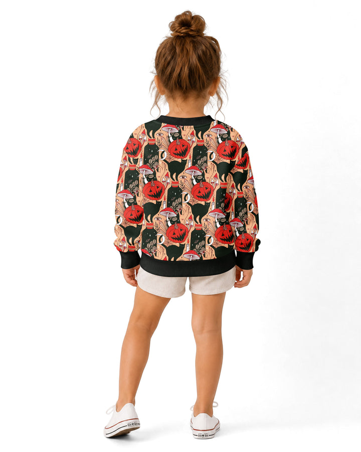 Black Cat And Pumpkin Halloween Bamboo Crewneck Sweatshirt