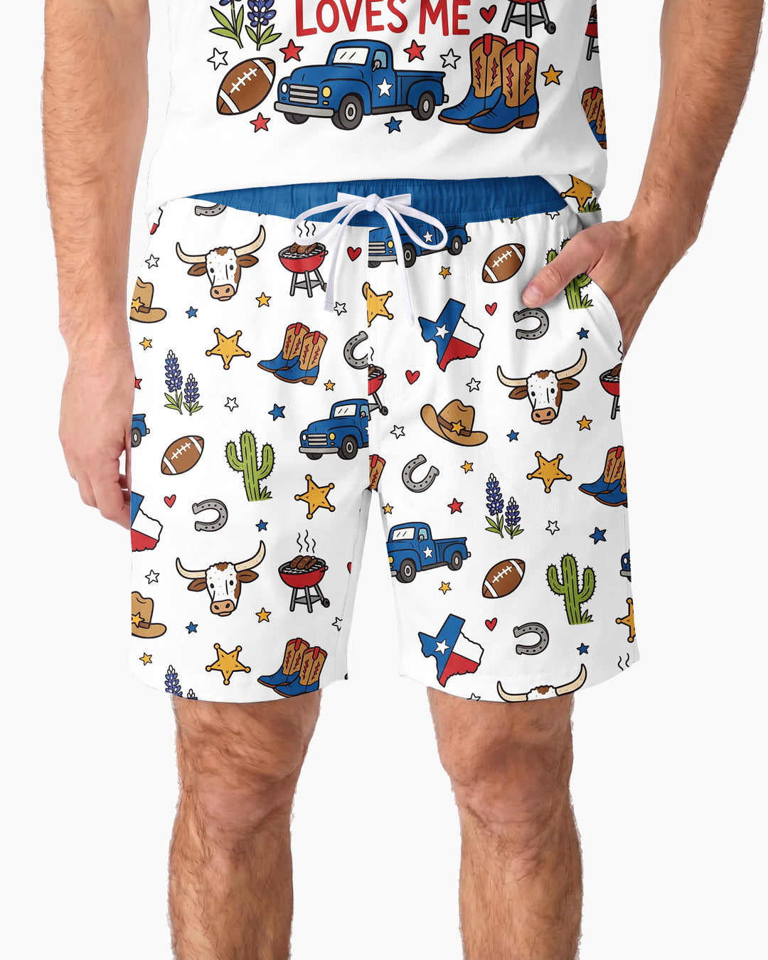 Someone in Texas Loves Me Bamboo Men Short Sleeve Short Pajama Set