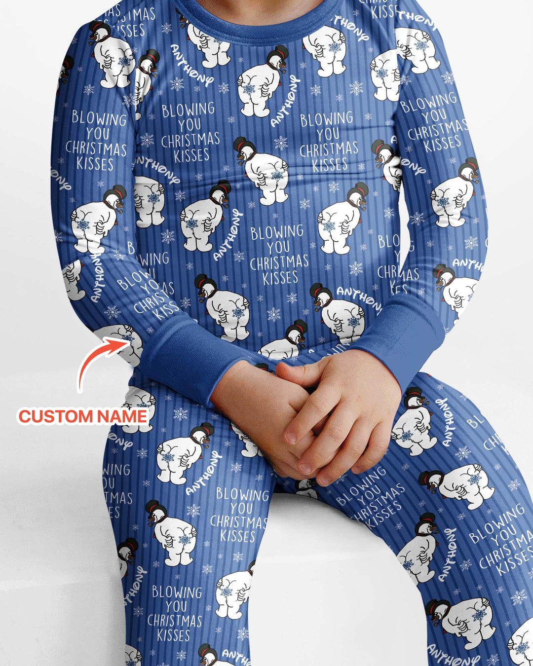 Blowing You Christmas Kisses Bamboo Two Piece Long Sleeve Pajama Set