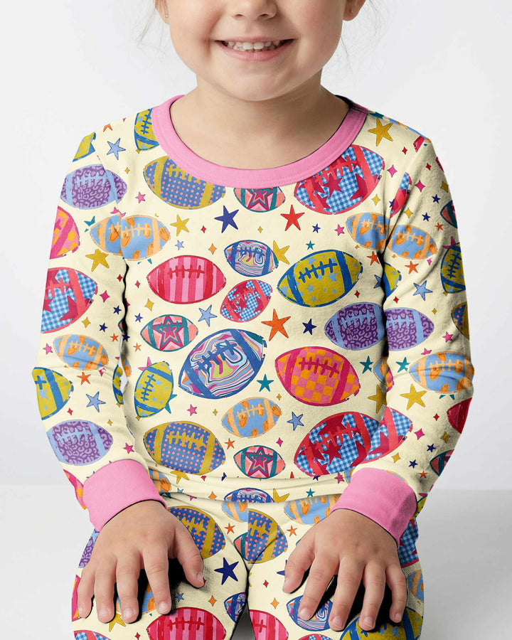 Football Season Bamboo Two Piece Long Sleeve Pajama Set