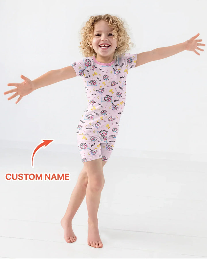Zweiteiliges Pyjama-Set mit kurzen Ärmeln und Shorts im Sommer-Design