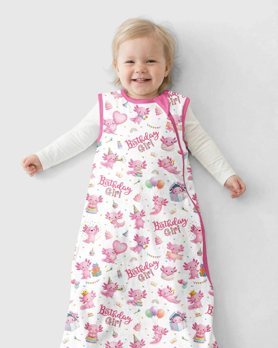 Cute Axolotl Birthday Girl Bamboo Sleep Bag