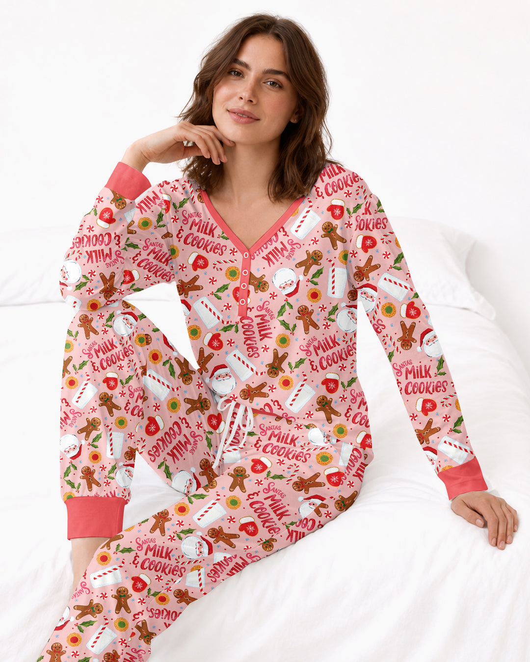 Santas, Milk and Cookies Bamboo Women Pajama Set