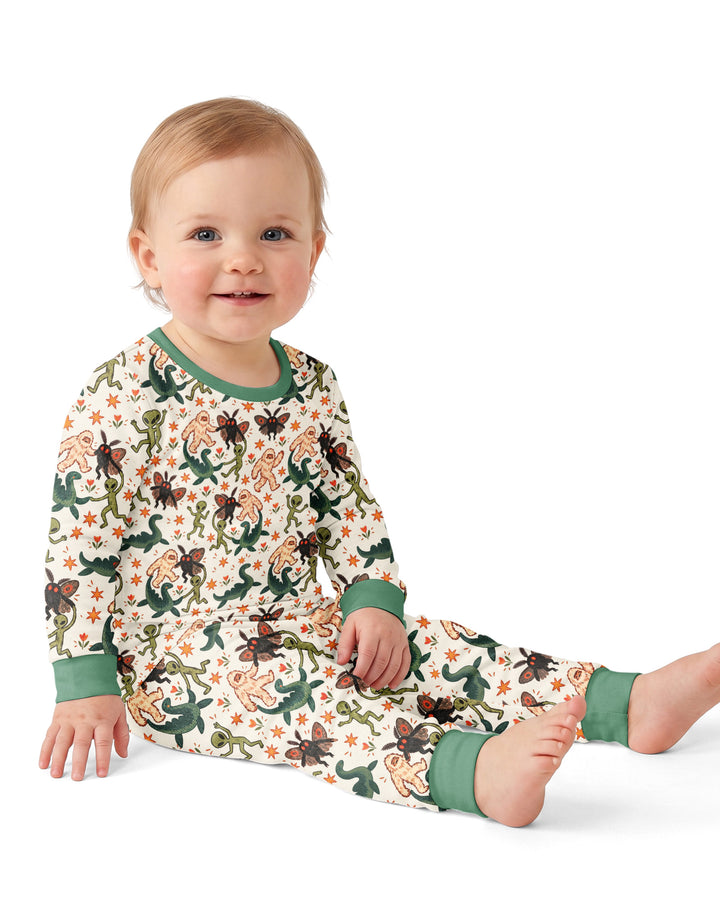 Dancing Cryptids Bamboo Two Piece Long Sleeve Pajama Set
